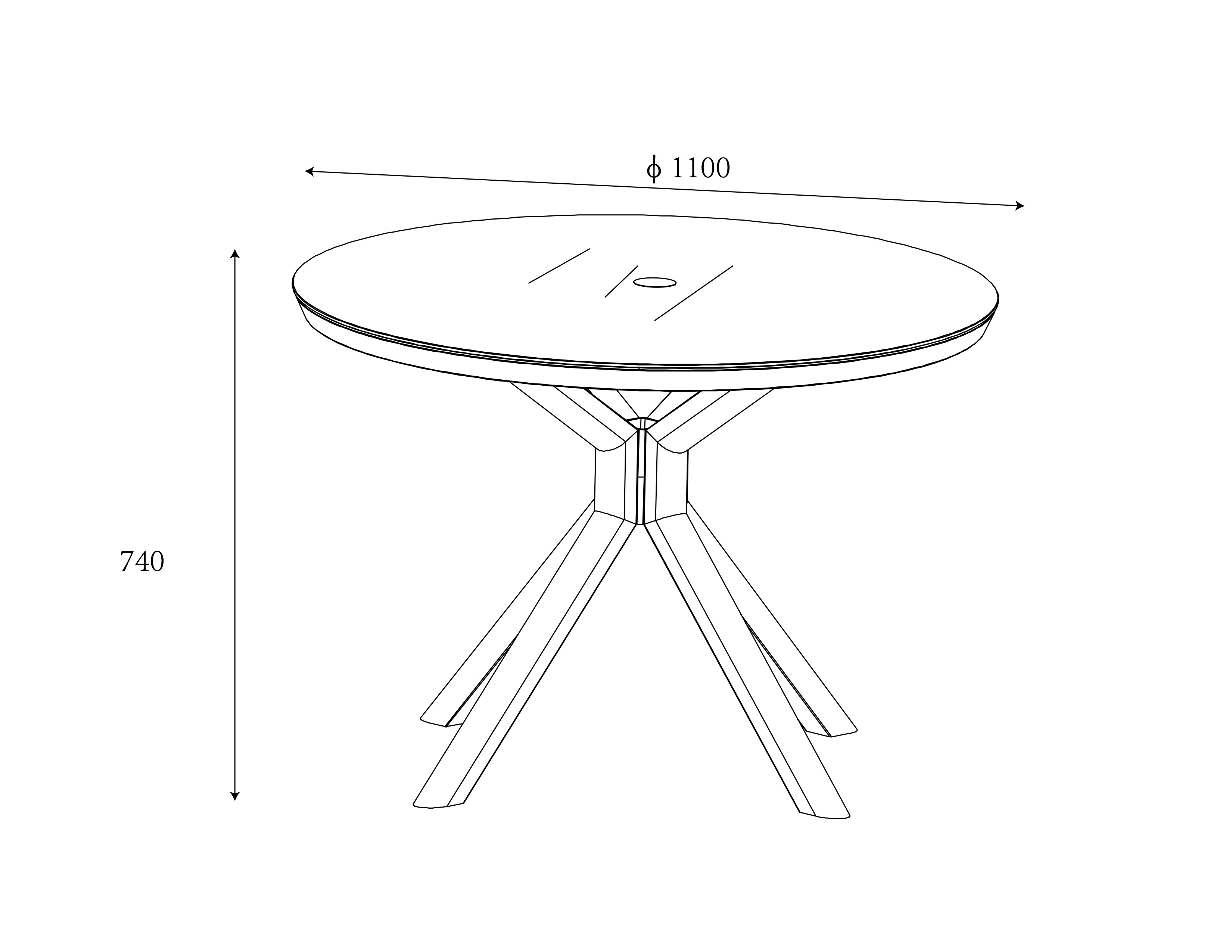 Aries 4 seat Round Dining Set dimensions